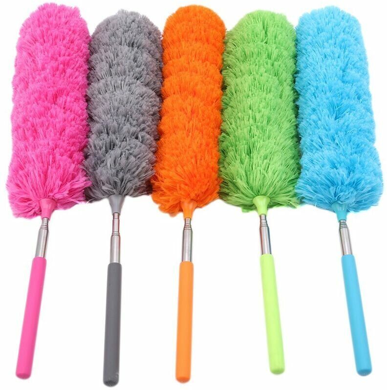 Alwaysh - 5pcs Extendable Duster, Microfiber Cloth, Cleaning Brush, Washable Adjustable Extendable with Telescopic Bar for Windows Furniture Cars