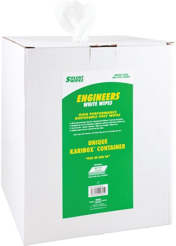 Solent - Cleaning Engineers White Wipes 27 x 36cm, Box of 250