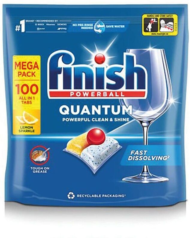 Finish Quantum All In One Dishwasher Tablets Lemon Pack of 100 - 3284032