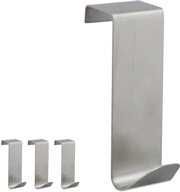 Relaxdays - Door Hooks, 40-Piece Stainless Steel Hangers, Rustproof, s - Hooks, Door Clothes Hangers, Silver