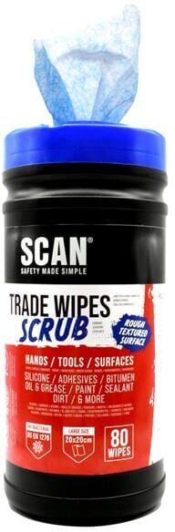 Scan - TWW80 Scrub Cleaning Wipes Tub 80 SCACWS80 Heavy Duty Antibacterial