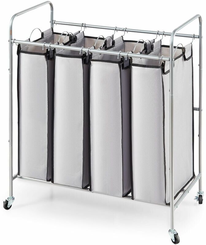 MOPHORN VEVOR Laundry Sorter Cart 4 Section, Laundry Hamper with Heavy Duty Lockable Wheels and 4 Removable Bags, Rolling Laundry Basket Sorter for Clothes