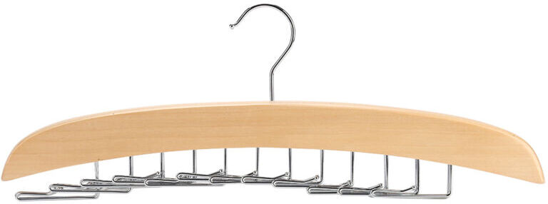 GROOFOO Wooden Tie Hanger Rack 24 Hooks Rotating Belt Holder Closet Ties Storage Organizer Beige