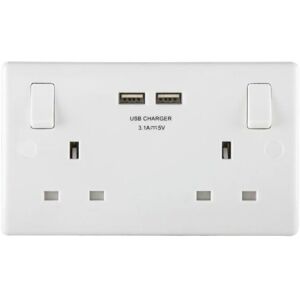 TBC - Switched Socket 2-Gang 13A with 2 x usb Ports MST822U3