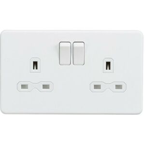 Knightsbridge - Screwless 13A 2G dp switched socket - Matt white