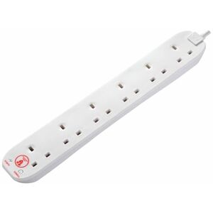 TBC Surge Protected Extension Lead 6-Gang 13A White 2m MSTSRG6210