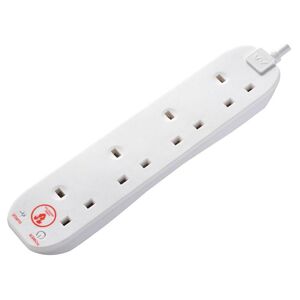 Masterplug - SRG4210N-MP Extension Lead 240V 4-Gang 13A White Surge Protected 2m