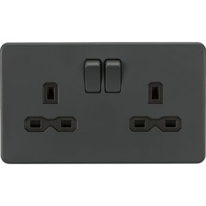 Knightsbridge - Screwless 13A 2G dp Switched Socket - Anthracite 230V IP20