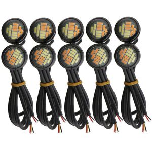 WOOSIEN 10 Pcs 12v 23mm Dual Color Switchback 4014 Smd 12 Led Drl Eagle Eye Daytime Light Car Motor Turn Li