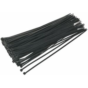 LOOPS 100 pack Black Cable Ties - 300 x 4.4mm - Nylon 66 Material - Heat Resistant