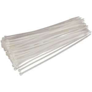 LOOPS 100 pack White Cable Ties - 300 x 4.4mm - Nylon 66 Material - Heat Resistant
