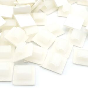 PEPTE 100 x Nylon Self Adhesive Cable Clips 16x16mm White