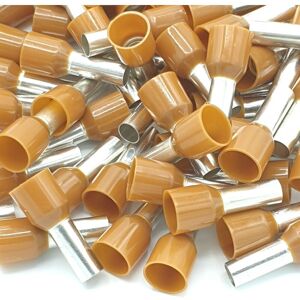 PEPTE 100pcs 10mm Insulated Brown Single Cord End Terminal Crimp Bootlace Ferrules