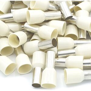 PEPTE 100pcs 16mm Insulated Ivory Single Cord End Terminal Crimp Bootlace Ferrules