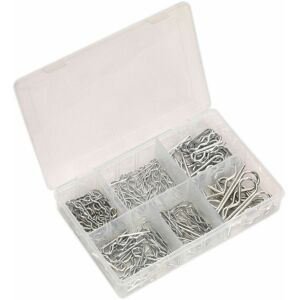 Loops - 150 Piece R-Clip Assortment - 6 Different Sizes - Partitioned Storage Box