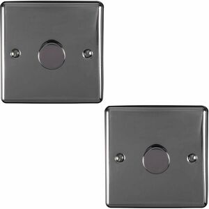 Loops - 2 pack 1 Gang 400W 2 Way Rotary Dimmer Switch black nickel Light Dimming Plate