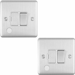 LOOPS 2 PACK 13A DP Switched Fuse Spur & Flex Outlet SATIN STEEL & White Isolation