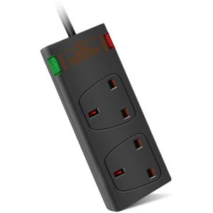 EXTRASTAR 2 Way Socket with Cable 5M, Black, with Power Indicator, Child-Resistant Sockets, Surge Indicator