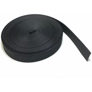 ON1SHELF 25mm Wide Black Nylon Heavy Duty Polypropylene Webbing Strap- 10m - Black