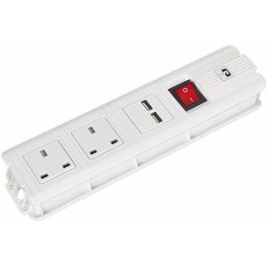 LOOPS 2.6m Extension Cable - 2 x 230V Plug Sockets - 2 x usb Sockets - On/Off Switch