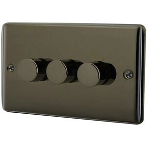 Asab - 3 Gang 2 Way Push Dimmer 400w - Black Nickel