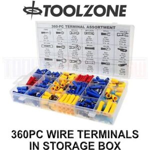 360pc Assort Insulated Electrical Wire Terminals Connectors Crimp Spade PL312 - Toolzone