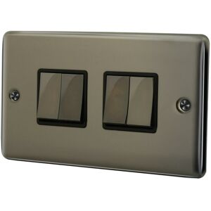 Asab - 4 Gang 2 Way 10A Plate Switch - Black Nickel