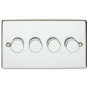 LOOPS 4 Gang 400W 2 Way Rotary Dimmer Switch CHROME Light Dimming Wall Plate