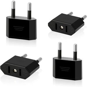 TINOR 4 Pack US to EU Travel Plug USA to 2 Pin Euro/Germany Plug America/Canada/Mexico Plug Converter Adapter for Devices with US Power Supply (Black)