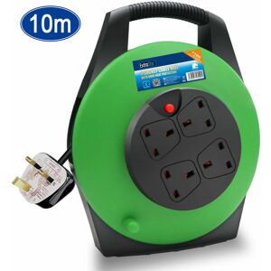 Extrastar - 4 Sockets Cable Reel with Cable 3G1.25, 10M, Over-Heat Protection