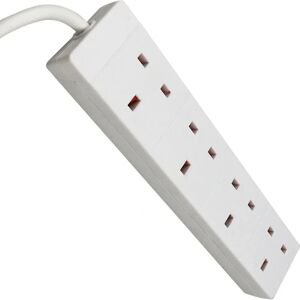 EXTRASTAR 4 Way Extension Leads with Cable 5M, White, Child-Resistant Sockets