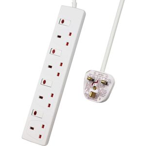 EXTRASTAR 4 Way Socket with Cable 2M, with Power Indicator, Individual Switches, Child-Resistant Sockets