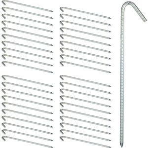 Xl Ground Pegs, Set of 40, Extremely Solid Soil Anchors, Tent Accessory, 39 cm, Galvanised Steel, Silver - Relaxdays