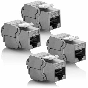 4x cat 6a Module Jack - Shielded stp RJ45 Connector Snap-In Installation Mounting Raw Cable cat 500Mhz 10GBit/s - Alwaysh
