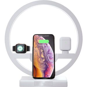 Denuotop - Wireless Charging Dock and Dimmable led Ring Light 3 Light Color Charging Stand - White