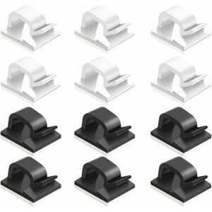 Tinor - 60 Pcs Adhesive Cable Clips, Plastic Cable Cord Organizers Cable Storage Management Clip for Home Office - Black, White