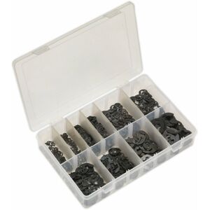 Loops - 800 Piece E-Clip Retainer Assortment - Imperial Sizing - Partitioned Storage Box