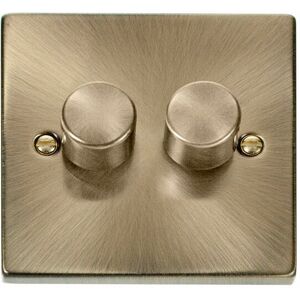 Se Home - Antique Brass 2 Gang 2 Way led 100W Trailing Edge Dimmer Light Switch