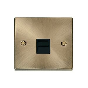 Se Home - Antique Brass Master Telephone Single Socket - Black Trim