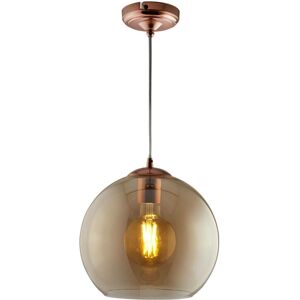 Searchlight - Balls - 1 Light Pendant Amber Glass Shade, Antique Brass, E27