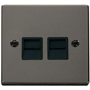 Se Home - Black Nickel Secondary Telephone Twin Socket - Black Trim