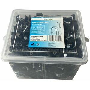 ON1SHELF Black Round Cable Clips K-Type Trade Box, 10mm- 500 Pieces - Black