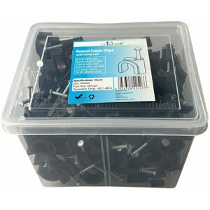 ON1SHELF Black Round Cable Clips K-Type Trade Box, 14mm- 180 Pieces - Black