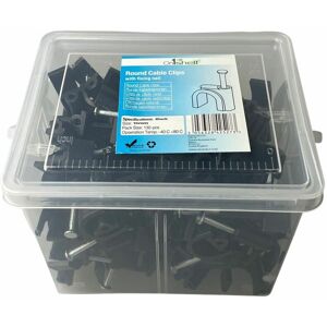 ON1SHELF Black Round Cable Clips K-Type Trade Box, 16mm- 130 Pieces - Black