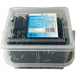 ON1SHELF Black Round Cable Clips K-Type Trade Box, 8mm- 500 Pieces - Black