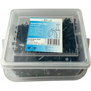 ON1SHELF Black Round Cable Clips K-Type Trade Box, 9mm- 500 Pieces - Black