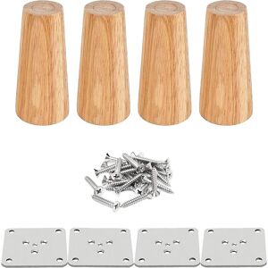 DENUOTOP 12cm Wooden Table Legs Set of 4 Tapered Slanted Solid Wood Furniture Legs Replacement Furniture Legs with Mounting Plates and Screws for Sofa Bed