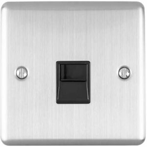 Loops - bt Master Single Telephone Socket satin steel & Black pstn Line Wall Face Plate