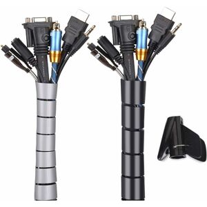 LANGRAY Cache Cable 2 Pack, Flexible Range Cable 2x3m pe Cable Storage Cable Organizer to Store or Hide Cables, Sheath for cables (2.2cm And 1.6cm), Black