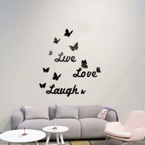 Denuotop - 3D Acrylic Mirror Wall Decor Stickers, diy Love Live Laugh Butterfly Combination Art Wall Stickers, Home Decorations for Living Room,